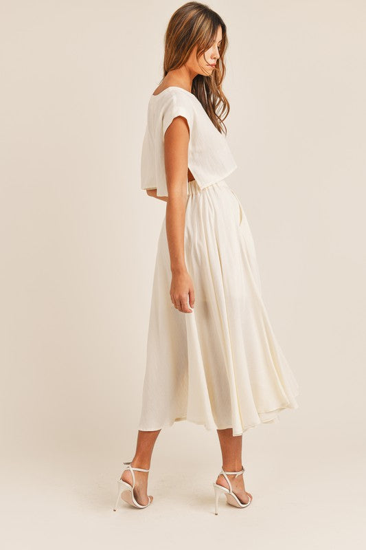Cream Two Piece Midi Dress Set | rebeccaolivia Cream Two Piece Midi Dress Set | rebeccaolivia
