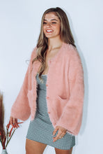 Load image into Gallery viewer, Cute-Pink-Fur-Knit-Cardigan-Sweater