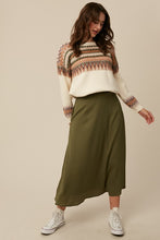 Load image into Gallery viewer, olive-green-midi-skirt