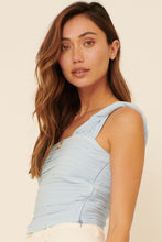 Load image into Gallery viewer, one-shoulder-ruched-top-blue